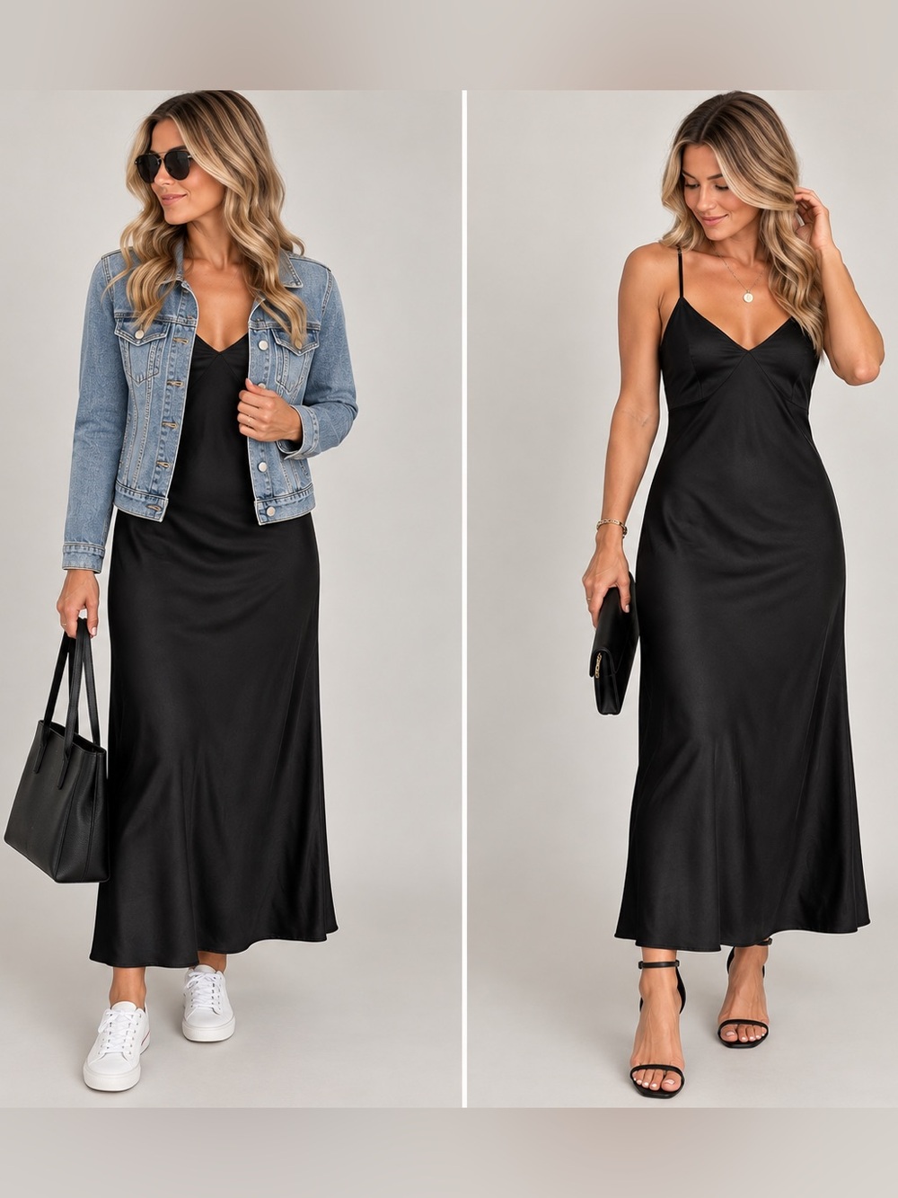 Express Black Slip Dress Size M Adjustable Straps 90s
